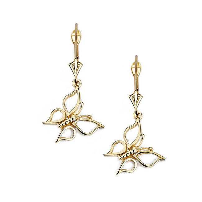  Open Wing Gold Butterfly Earrings 