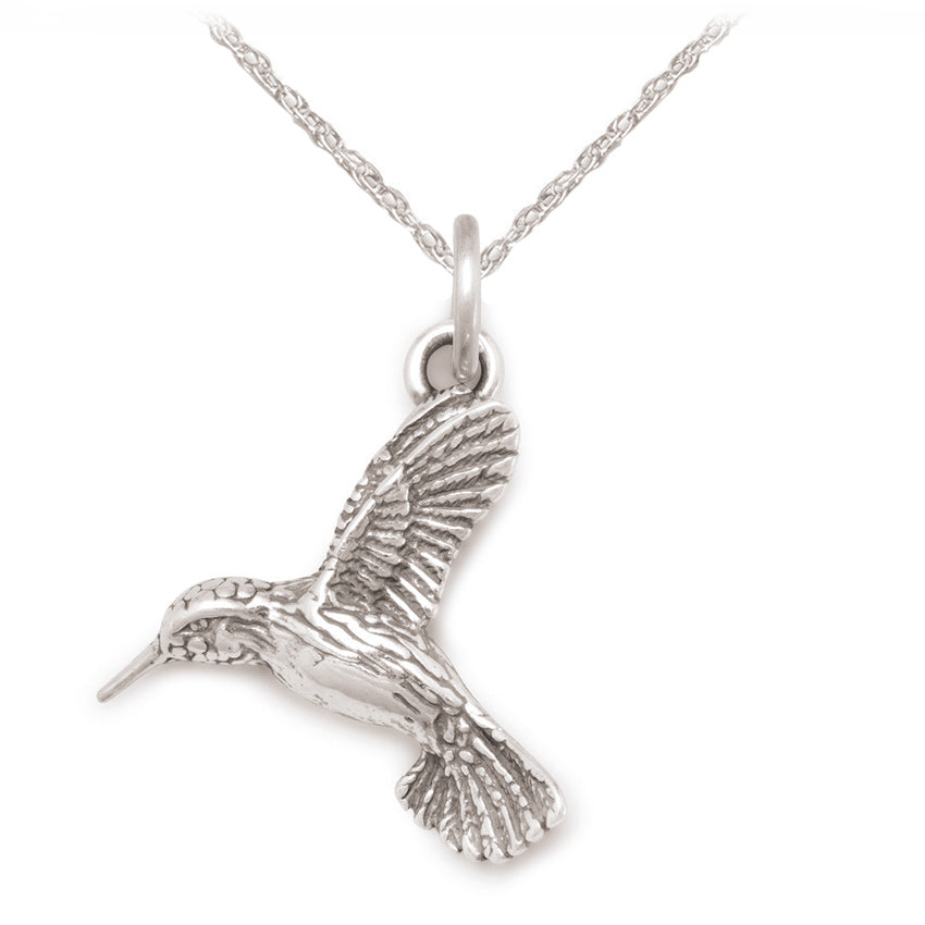  Antiqued Silver Hummingbird Necklace 