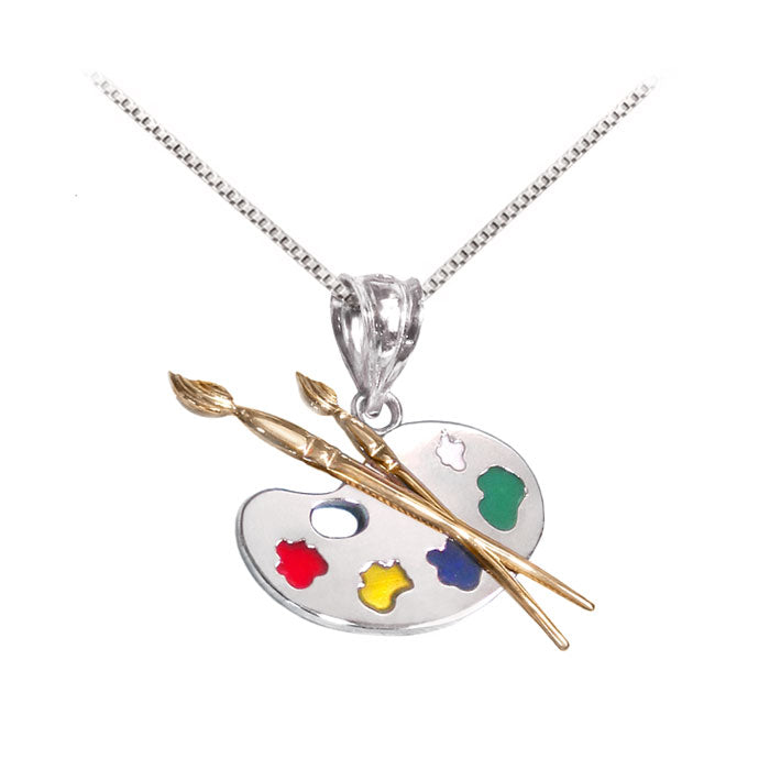  14k Gold and Sterling Silver Palette Necklace 