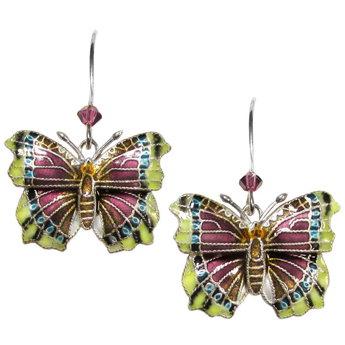  Enamel Mourning Cloak Butterfly Earrings 