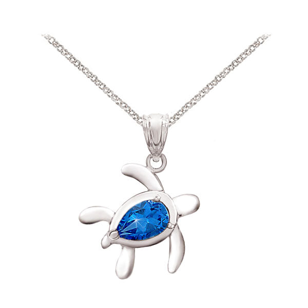  Blue Topaz Sea Turtle Necklace 