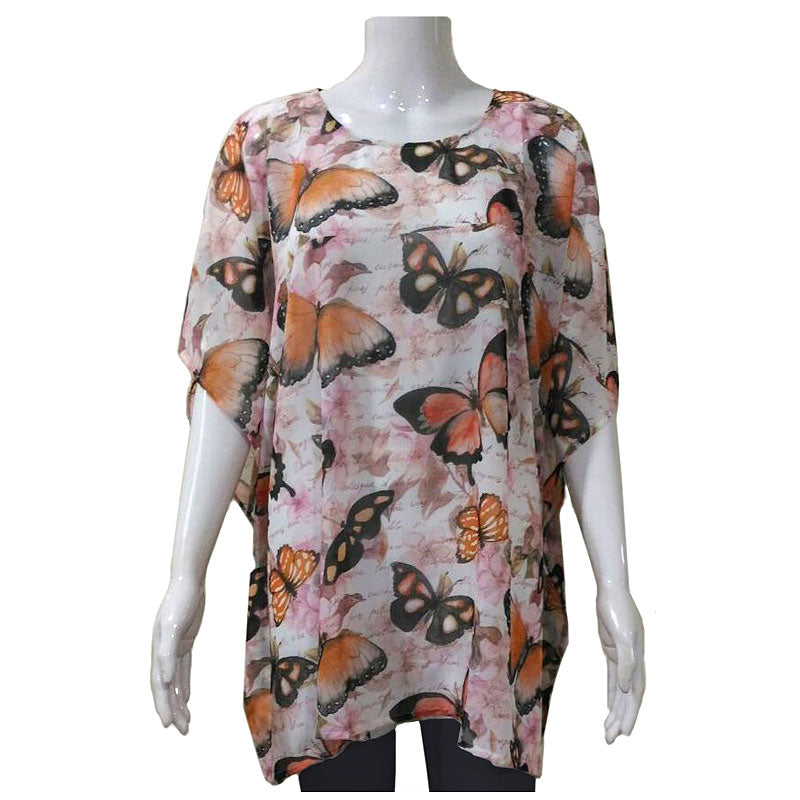  Watercolor Butterfly Popover Top or Scarf 