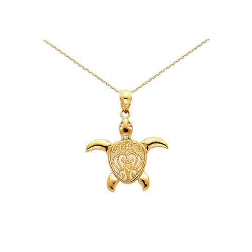  14k Gold Sea Turtle Necklace 