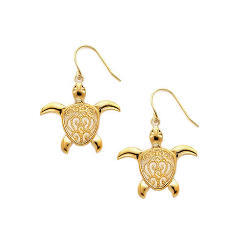  14k Gold Sea Turtle Earrings 