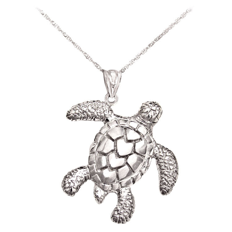  Sterling Silver Green Sea Turtle Necklace 