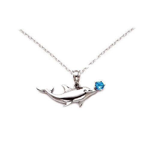  Blue Topaz Dolphin Necklace 