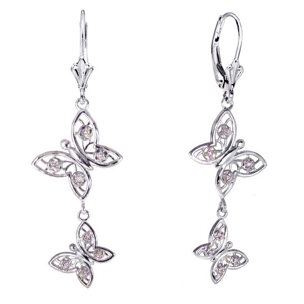  Diamond and White Gold Butterfly Earrings 