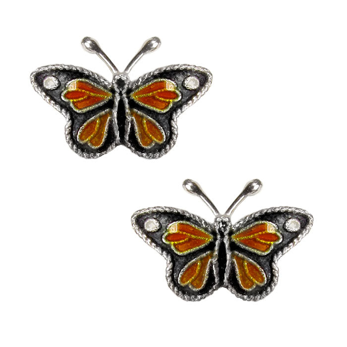  Cloisonne Monarch Butterfly Post Earrings 