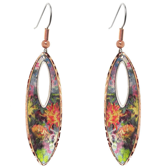  Monet Chrysanthemum Long Art Earrings 