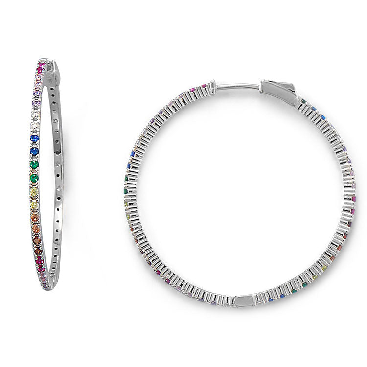  Rainbow Sparkle Hoop Earrings 