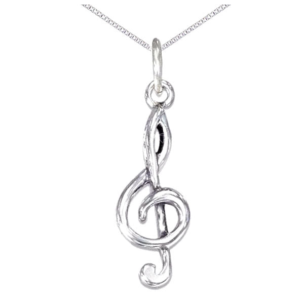  Sterling Silver G Clef Necklace 