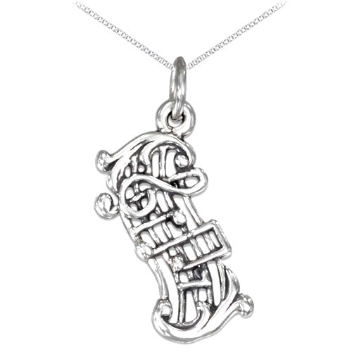  Antiqued Silver Music Charm Necklace 