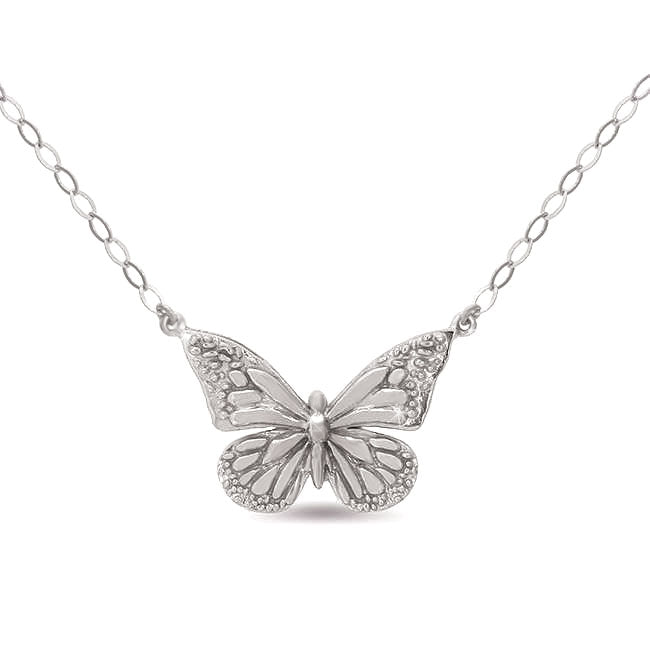  Monarch Silver Butterfly Necklace 