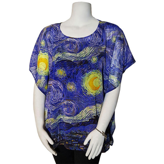  Starry Night Popover Fine Art Top or Scarf 