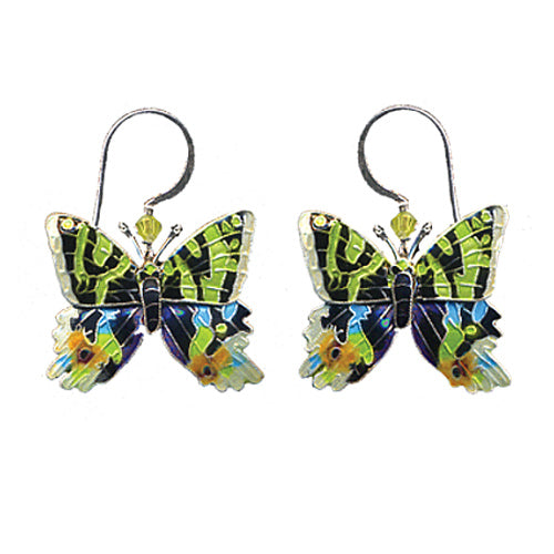  Cloisonne Sunset Moth Butterfly Earrings 