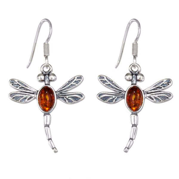  Baltic Amber Dragonfly Earrings 