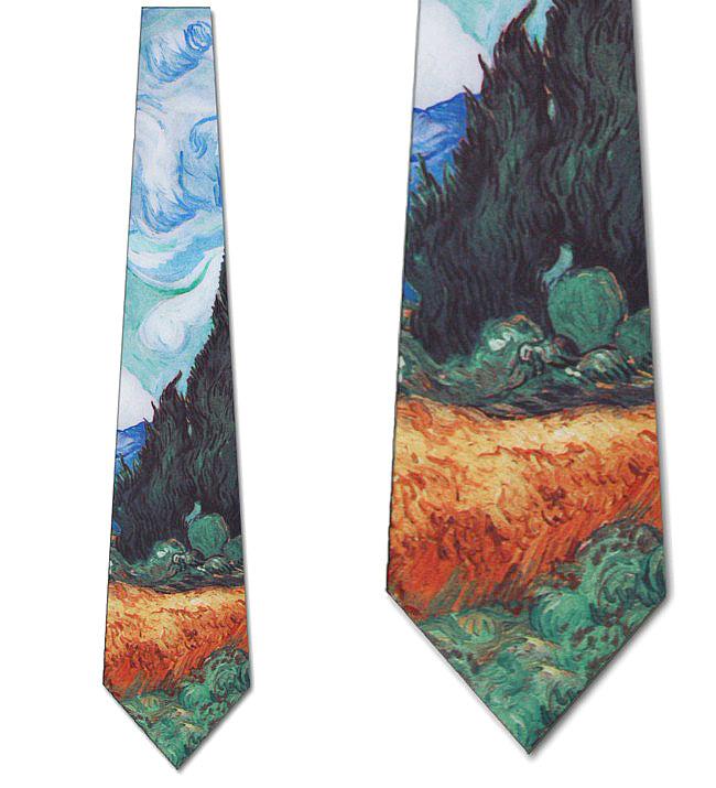  Wheat Field & Cypress Van Gogh Necktie 