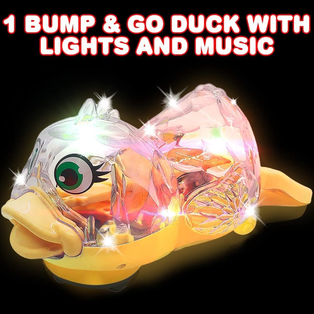 Light Up Musical Duck for Kids, 1 Piece, Moving Duck Toy with Bump and Go Mechanism, Musical Toys for Boys and Girls, Great Birthday idea