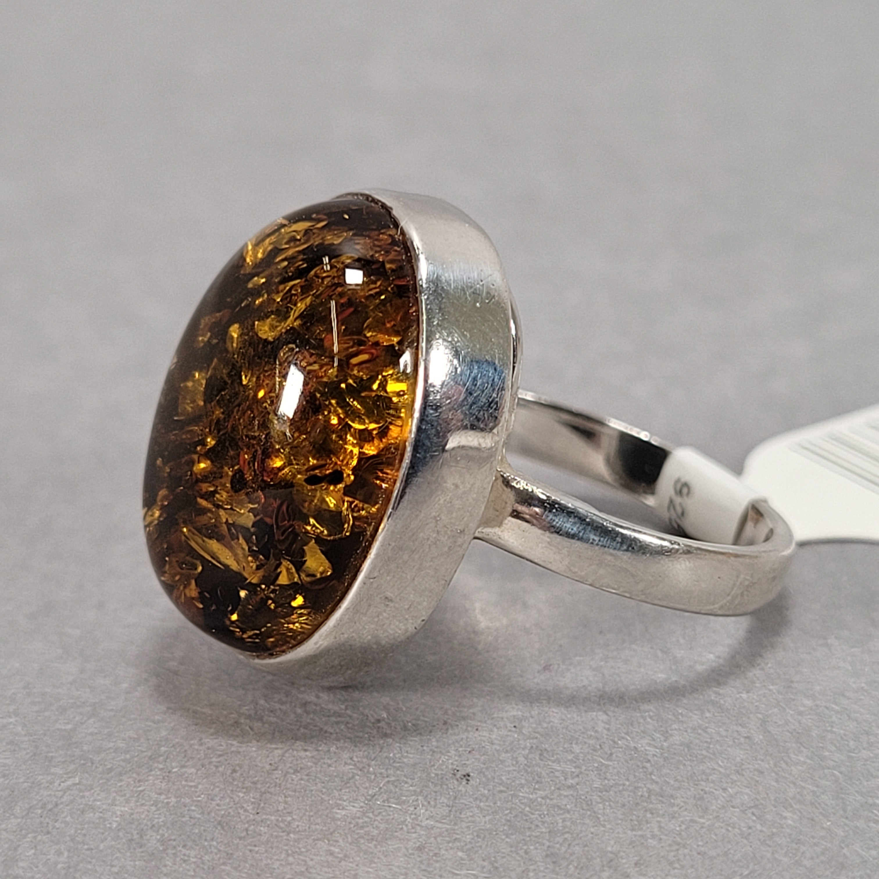 Sterling Silver Ring With Large Orange Stone 7.6g