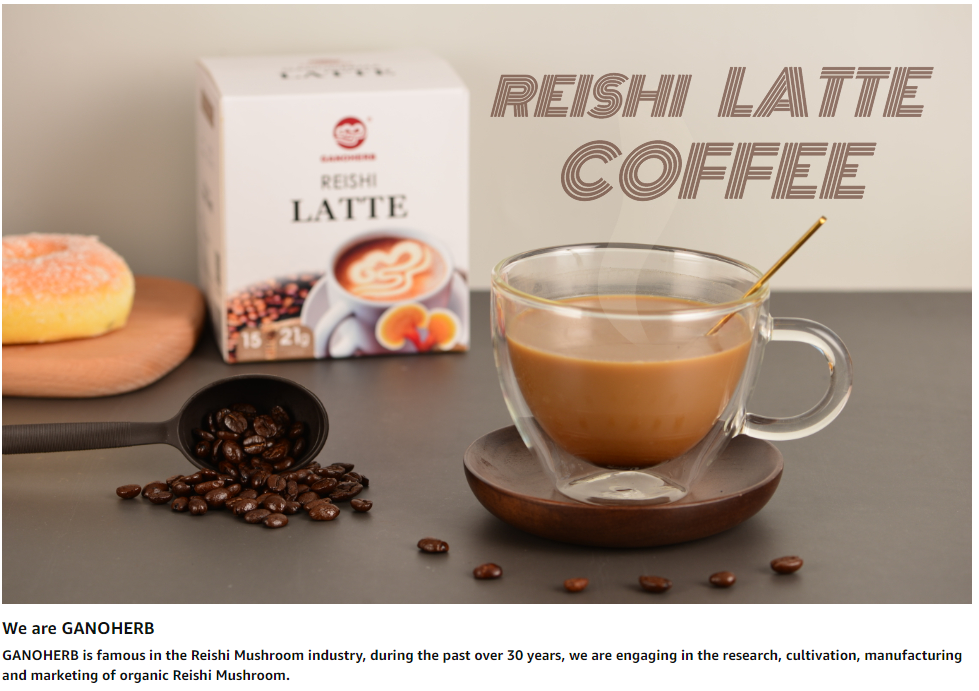 thumbnail image 2 of GANOHERB Reshi Mushroom Latte 4-in-1 Instant Coffee - Functional Beverage 2 of 10