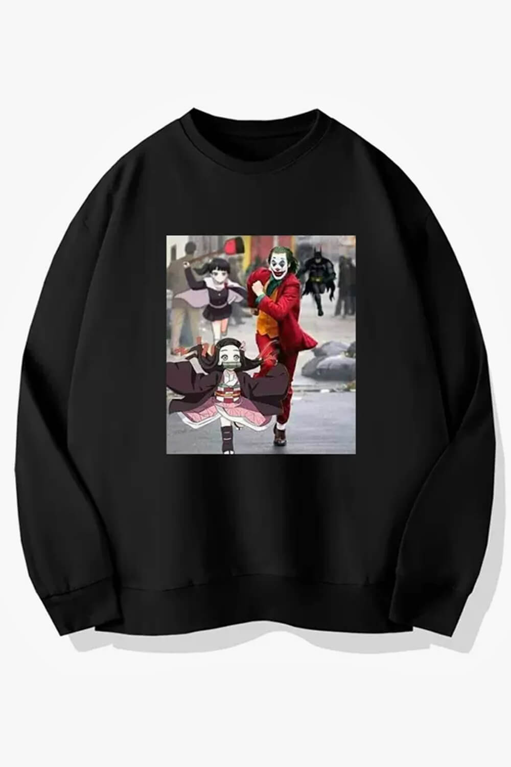 Anime Sweatshirt Joker and Nezuko Running Away