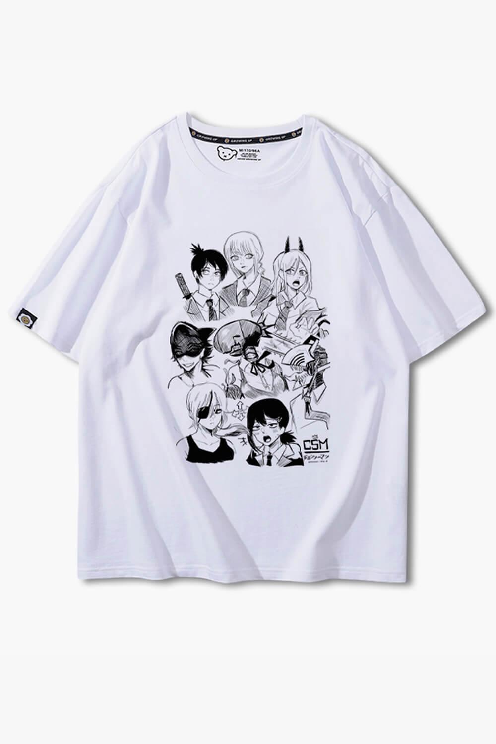 Chainsaw Man Girl Characters Drawing T-Shirt