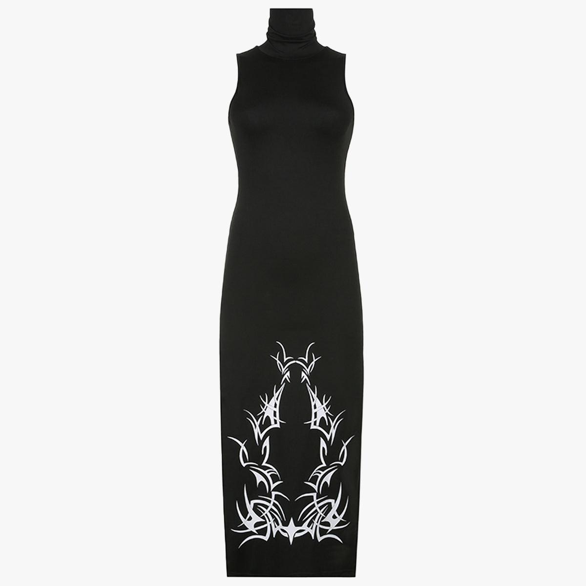 Darkcore Long Sleeveless Black Dress