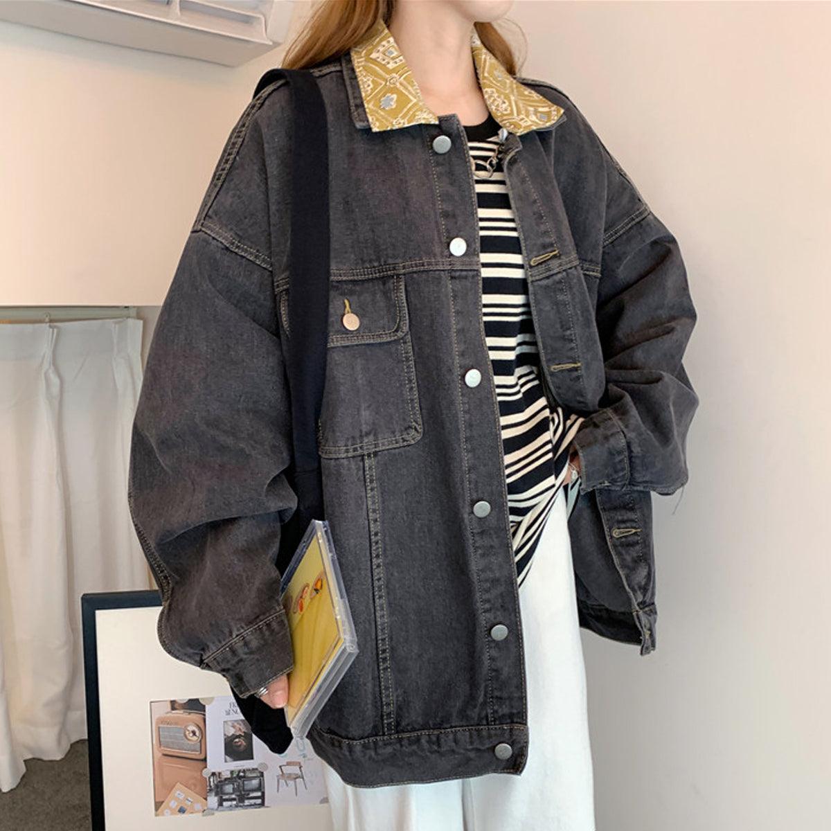 Double Collar Retro Denim Jacket