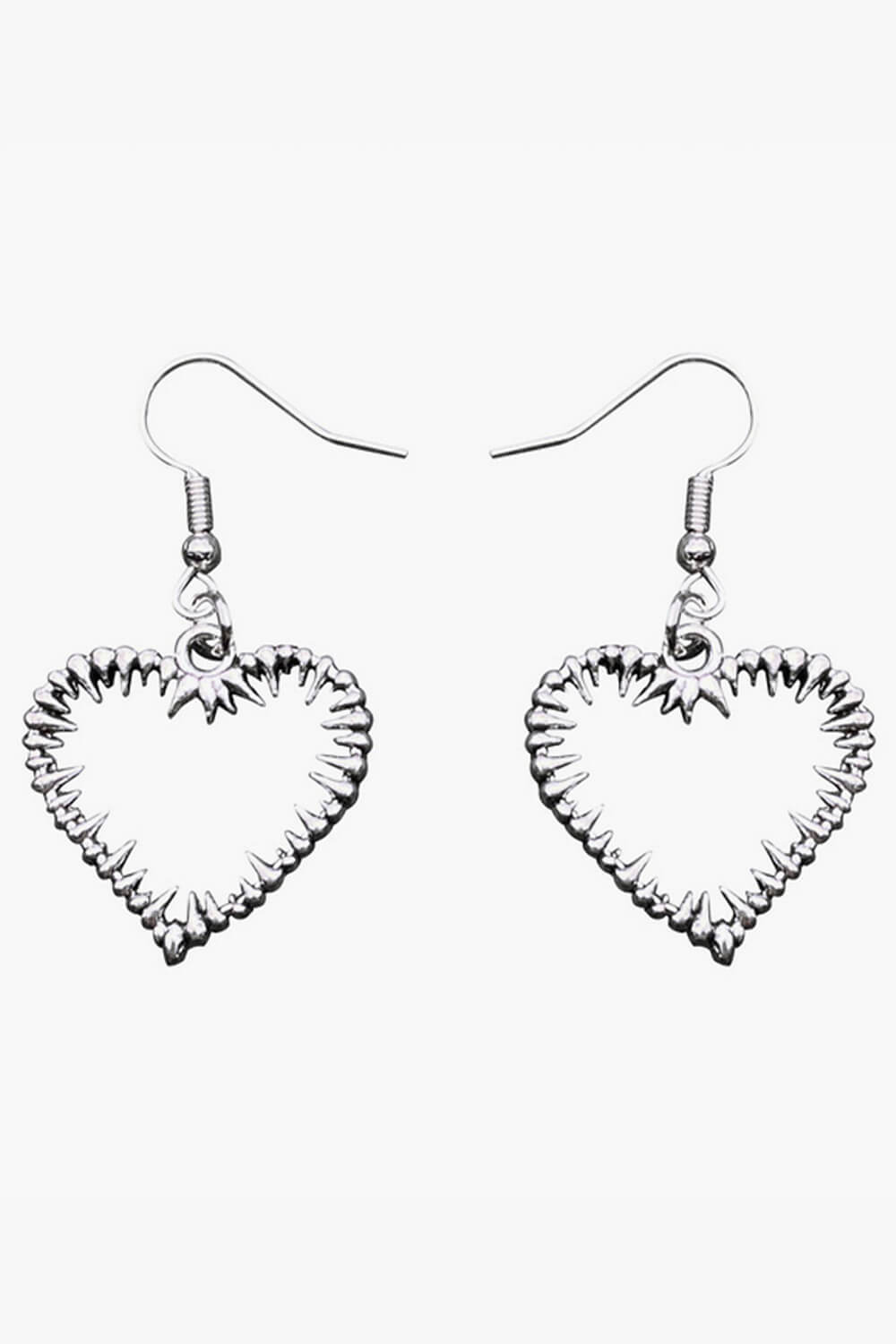 Emo Punk Aesthetic Earrings Heart Inner Spikes