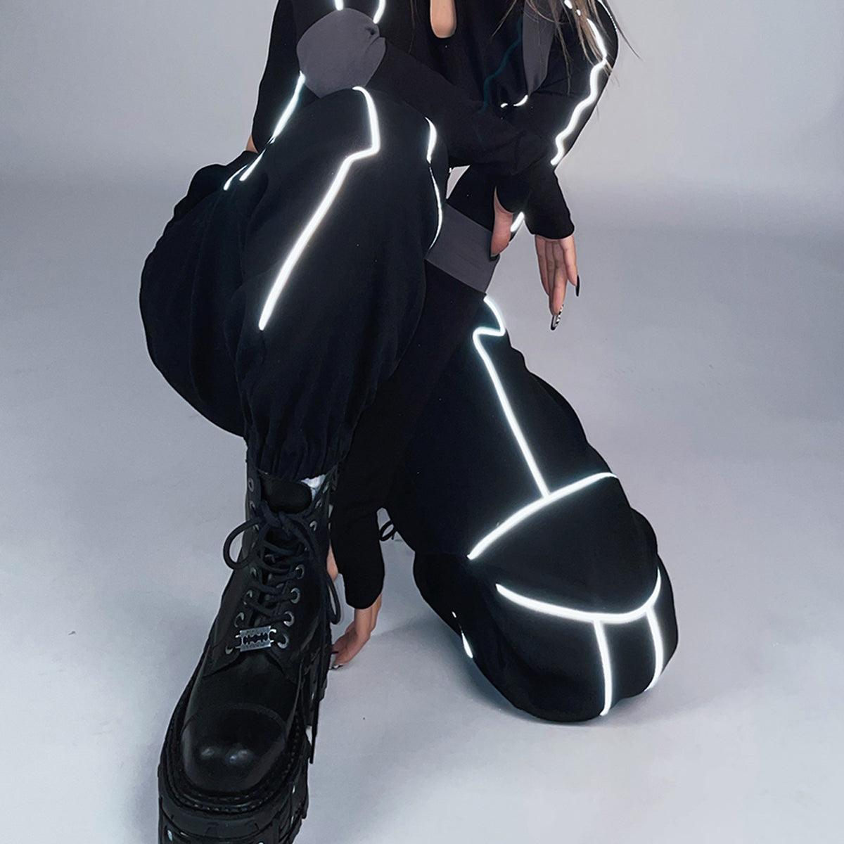 Light Reflective Lines Cyberpunk Pants