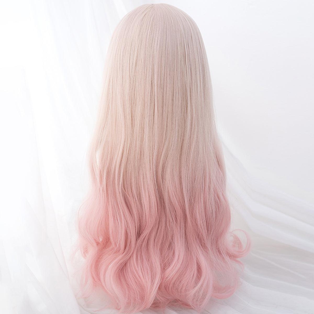Pastel Pink Gradient Blonde Long Wig