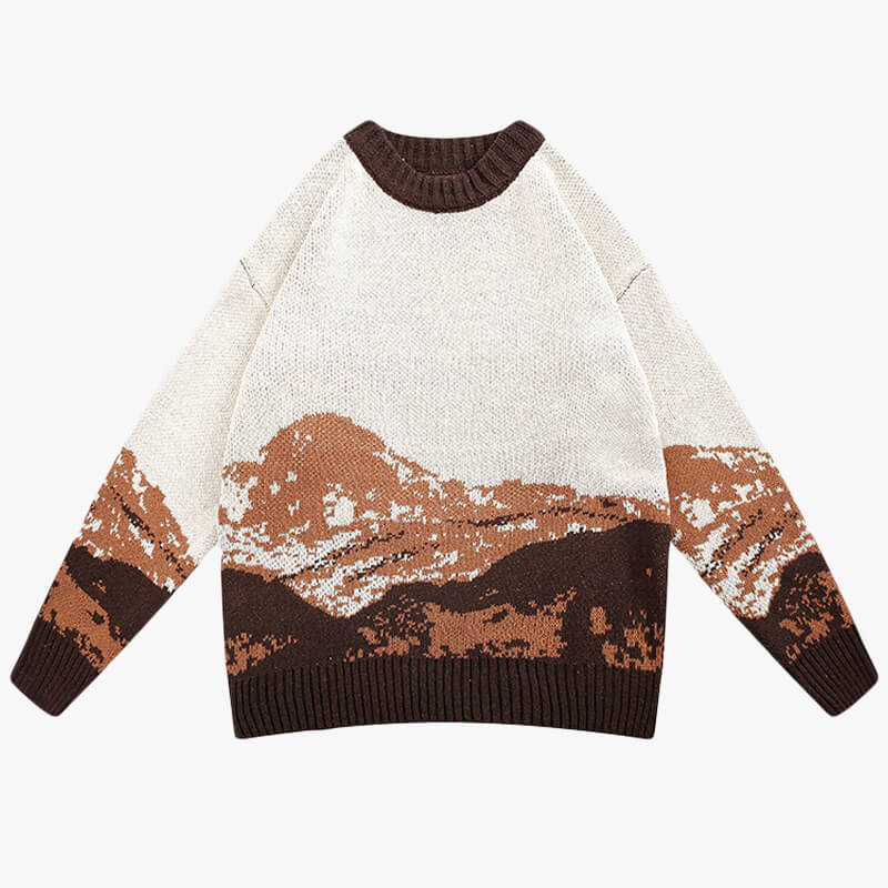 Snowy Mountains Round Neck Winter Aesthetic Sweater