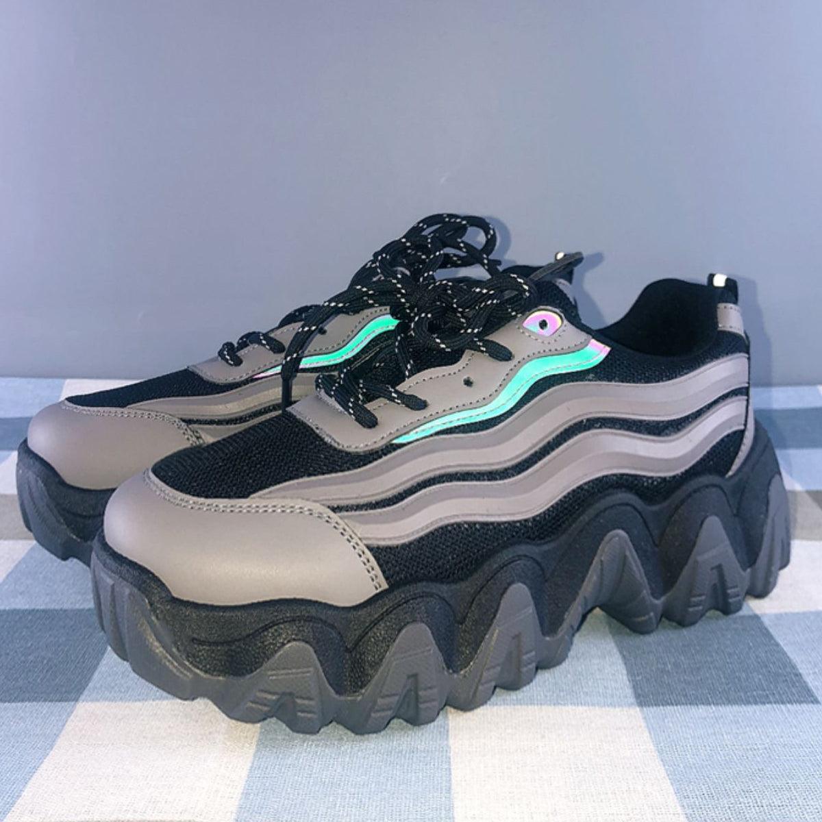 Thick Wave Platform Reflective Sneakers