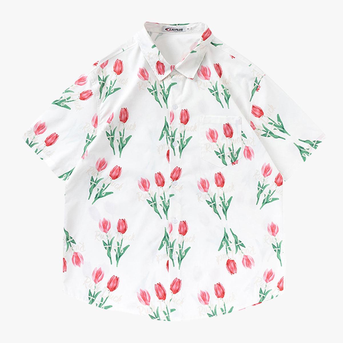 Tulip Aesthetic Floral Short Sleeve Shirt