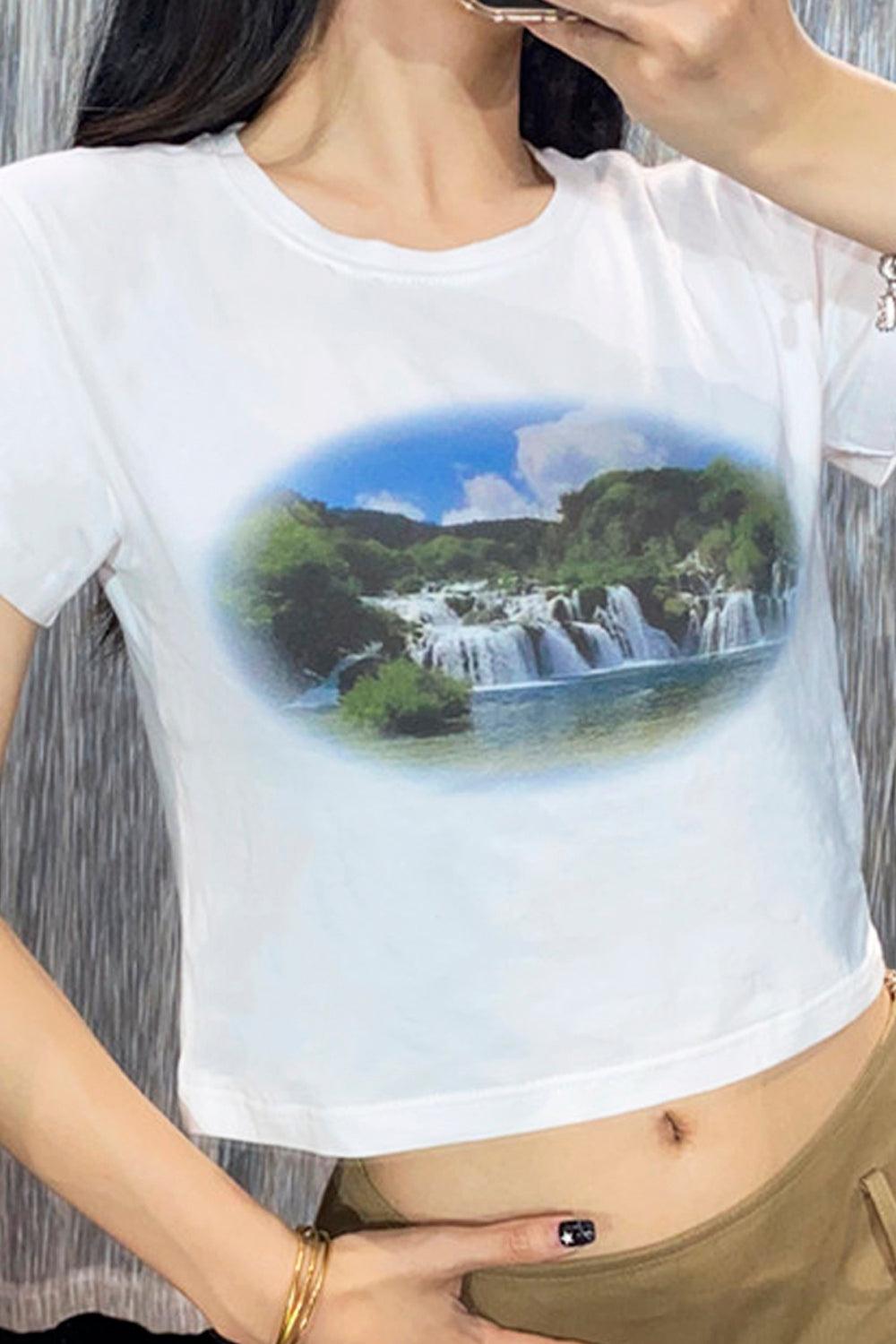 Waterfall Valley Aesthetic Crop Top