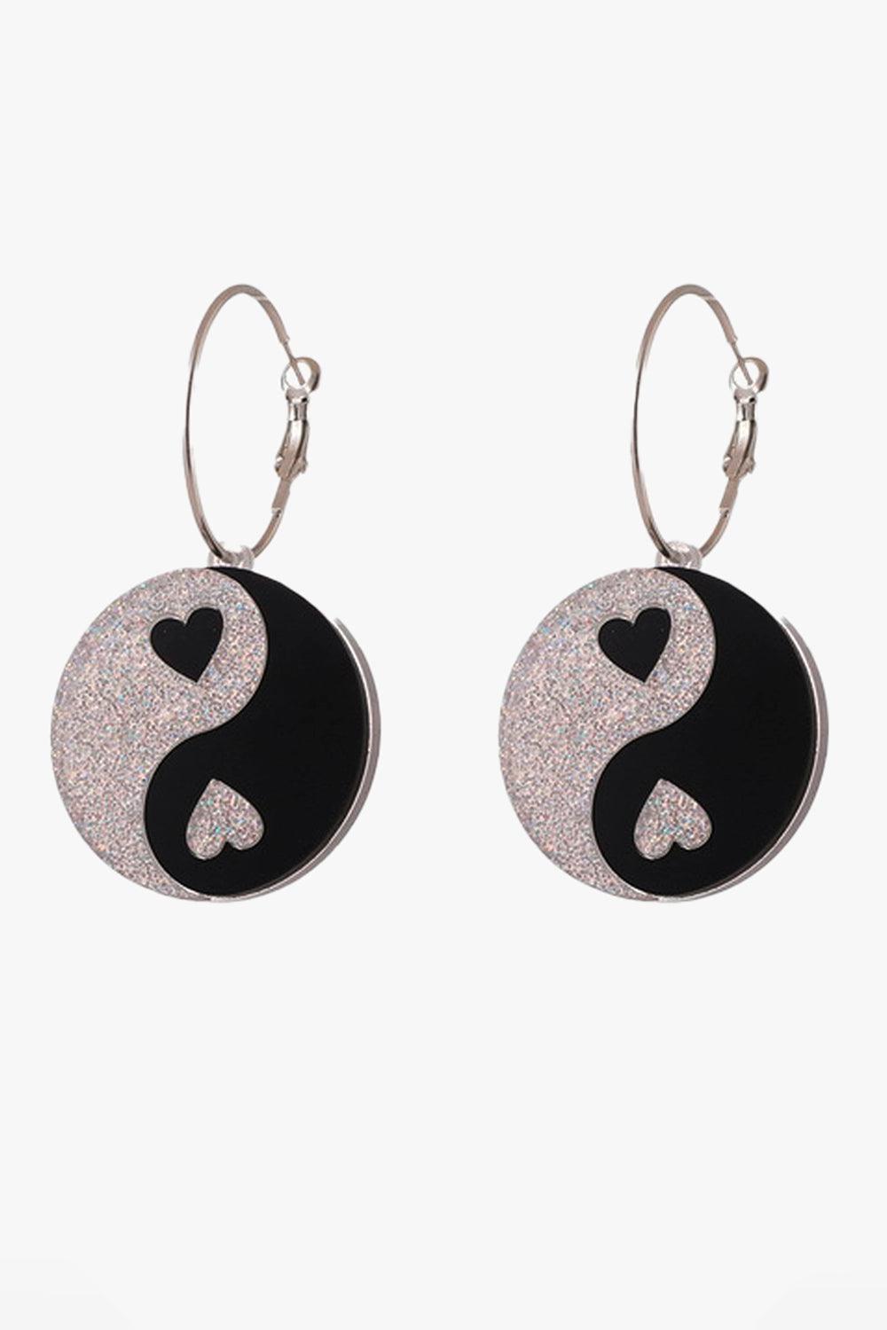 Yin Yang Heart Dots Earrings