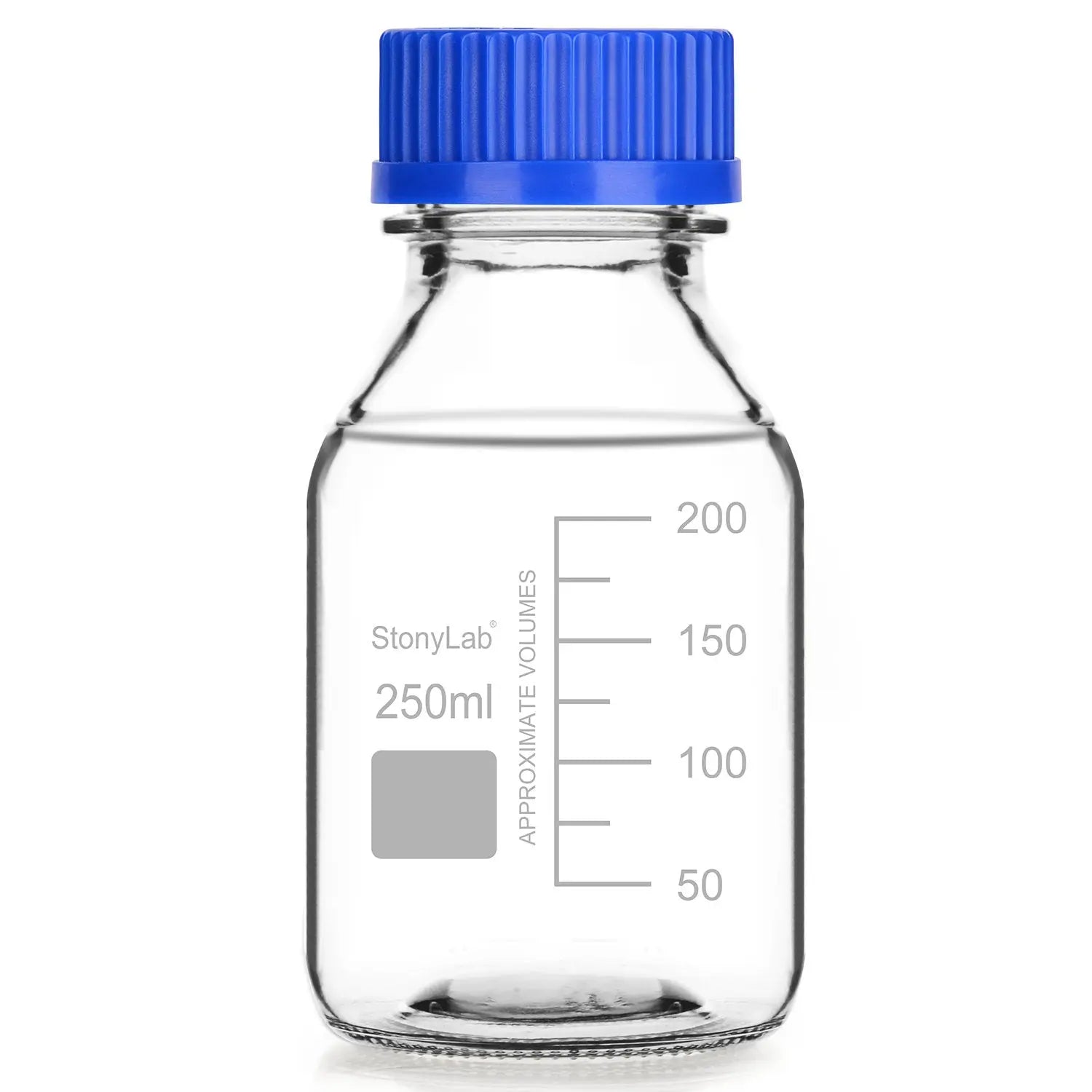 Glass Clear Round Lab Reagent Media Storage Bottles, 250-2000 ml