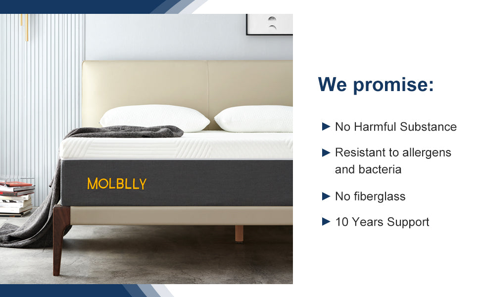 Molblly memory foam mattress has 10 years support