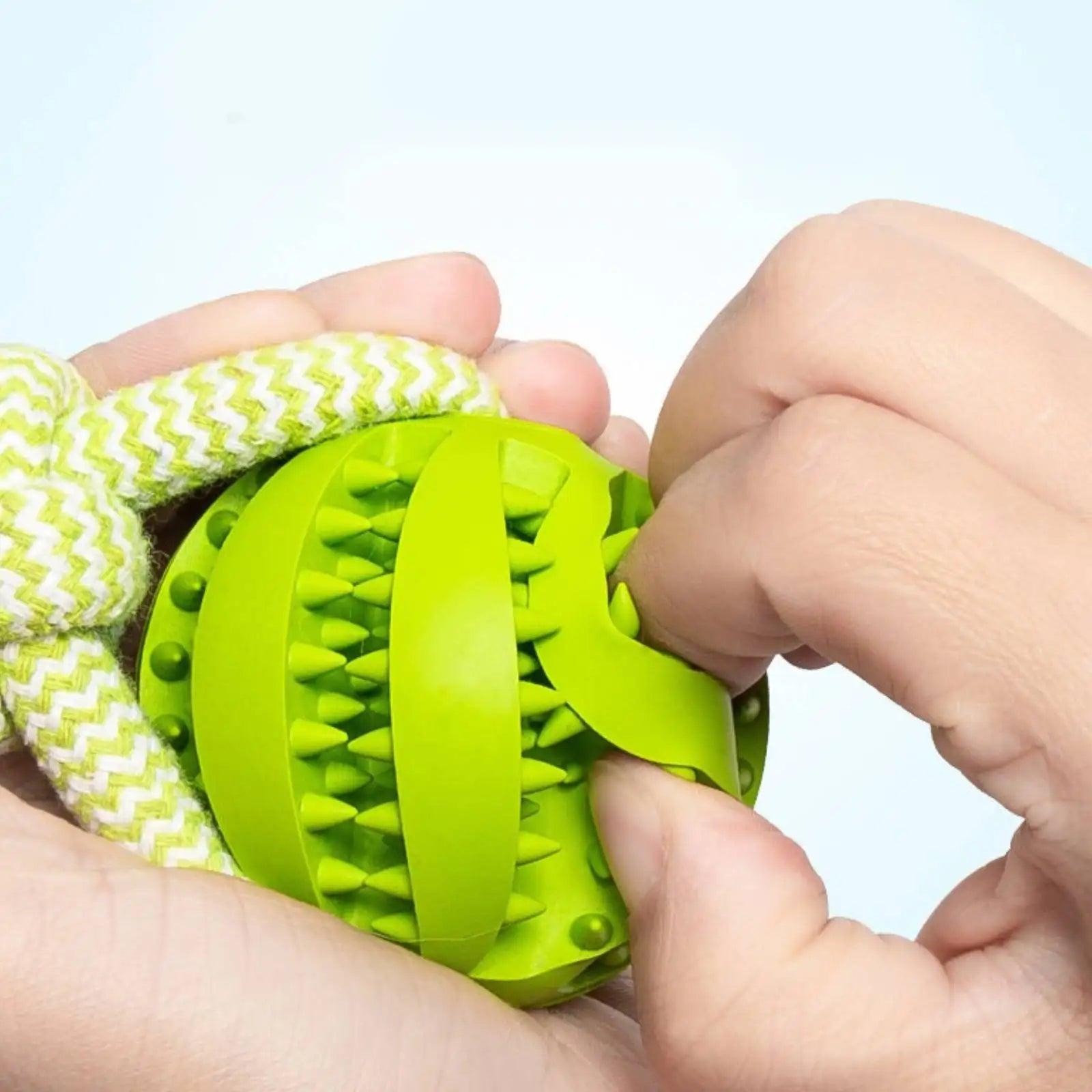 Interactive Treat Rope Rubber Ball for Dogs