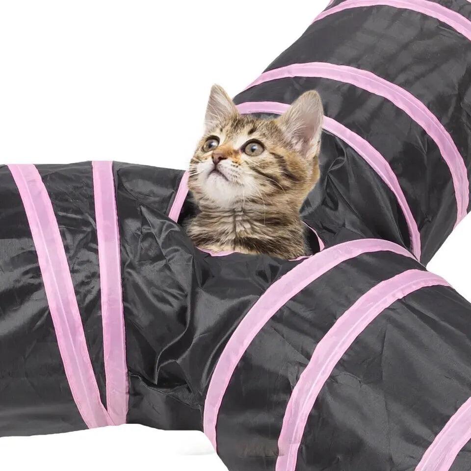 Foldable Cat Play Tunnel with Crinkle Toy