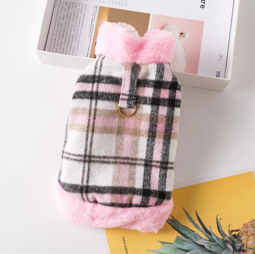 Warm Plaid Pet Jacket for Small Dogs & Cats