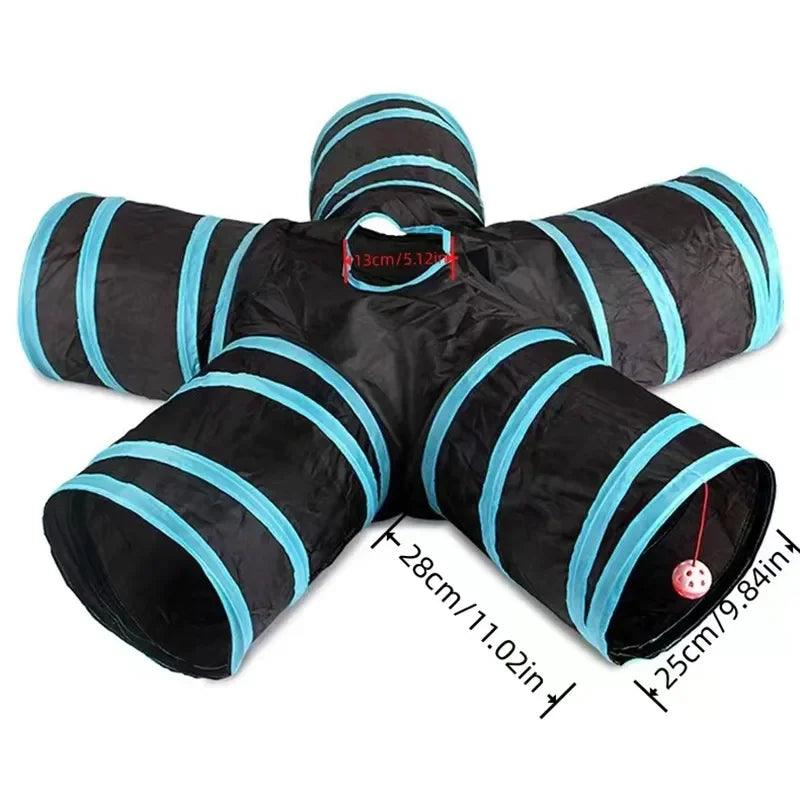 Foldable Cat Play Tunnel with Crinkle Toy