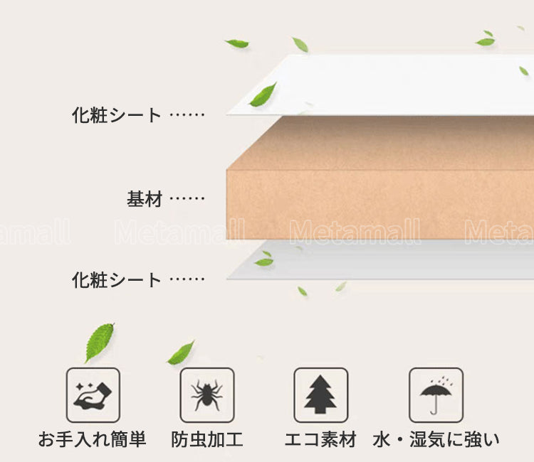 ライト付きレジ台　受付台　レジ台　シンプルデザイン　コンパクト　省スペース　LEDテープライト　メラミン化粧板　分類収納　ベージュ　カスタマイズ可能　JDT-M043　metamall