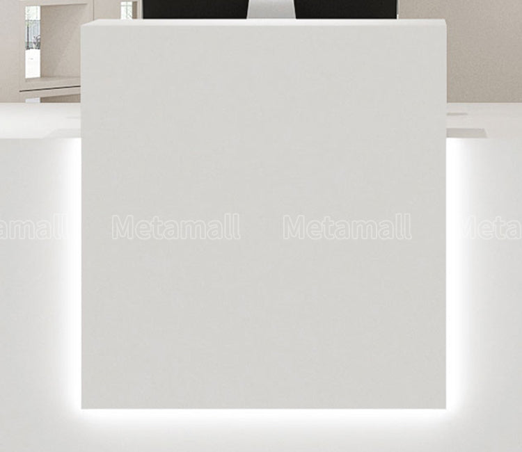ライト付きレジ台 受付台 レジ台 シンプルデザイン コンパクト 省スペース LEDテープライト メラミン化粧板 分類収納 ベージュ カスタマイズ可能 JDT-M043 metamall