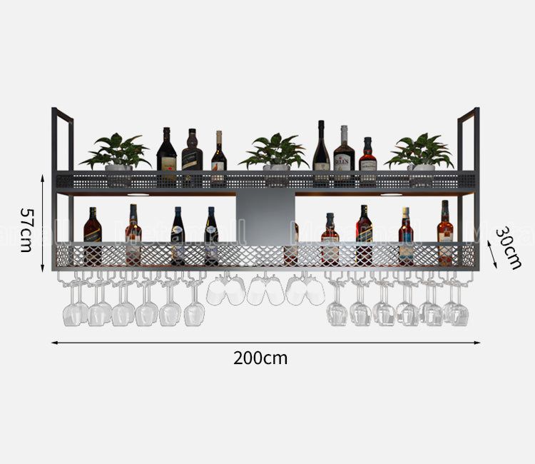 収納ラック　お酒収納　酒棚　フック付き　ワイングラスハンガー　ボード酒棚　バー酒棚　大容量　分類収納　焼付ワニス　カスタマイズ可能　JG-M032  metamall