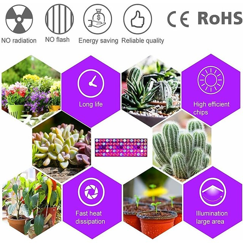 UV IR Grow Light for Indoor Plants LED Plant Growing Light Full Spectrum 45W 144LED Beads Energy Saving 85-265V Greenhouse Hydroponic Vegetable Flower