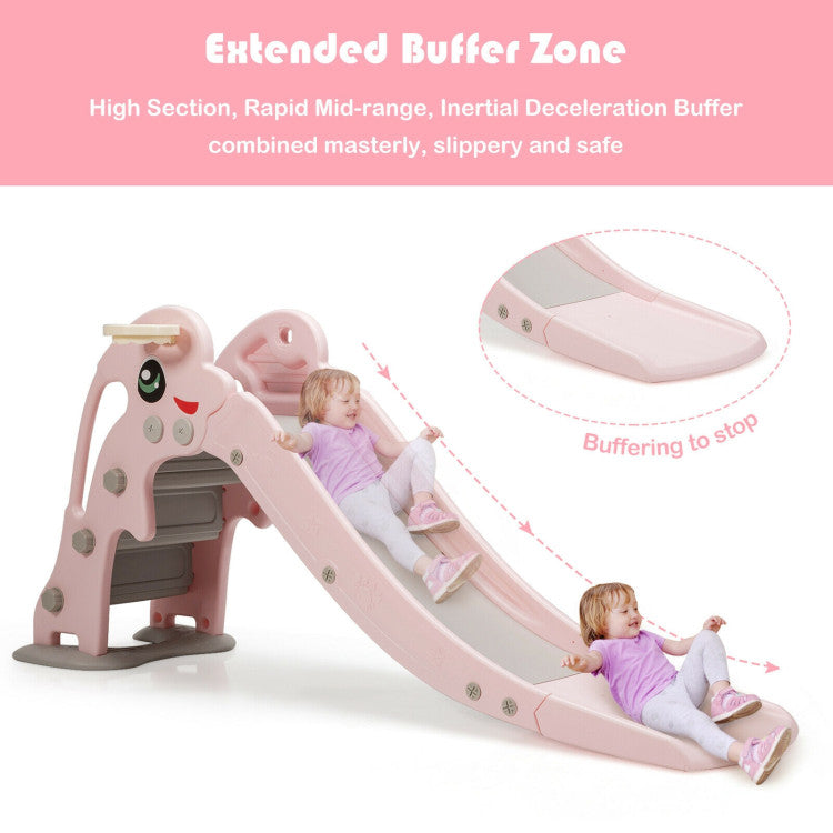 Extended and Spacious Slide: Our slide is designed with an extended and widened slide path, carefully crafted with acceleration, deceleration, and buffer zones to ensure a smooth and safe ride. It offers ample space for your little ones to slide freely, making playtime a blast.