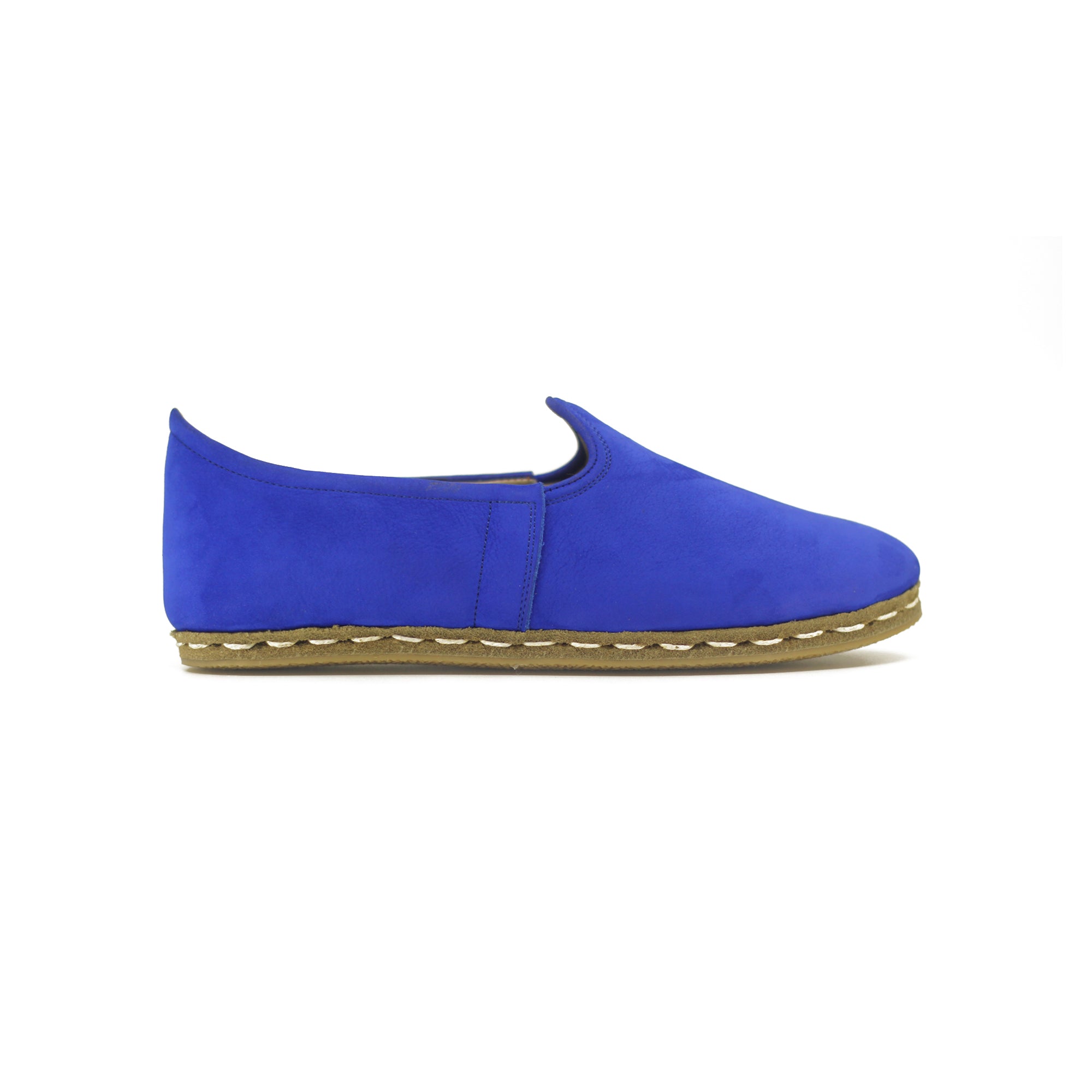 Women Shoes Handmade Blue Nubunck Leather Yemeni Rubber Sole - Nefes Shoes