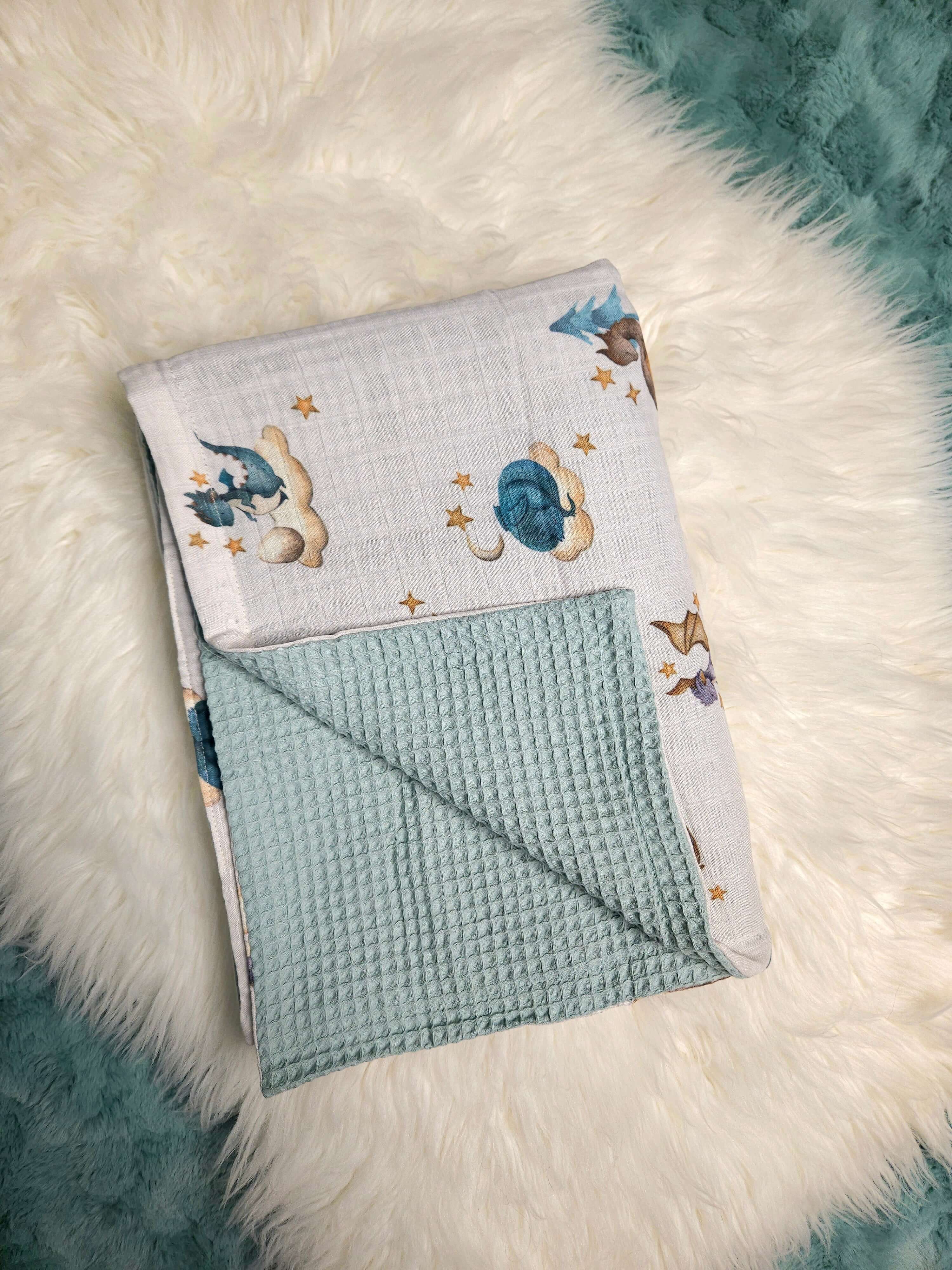 Waffle Knit Blanket - Sleepy Dragons