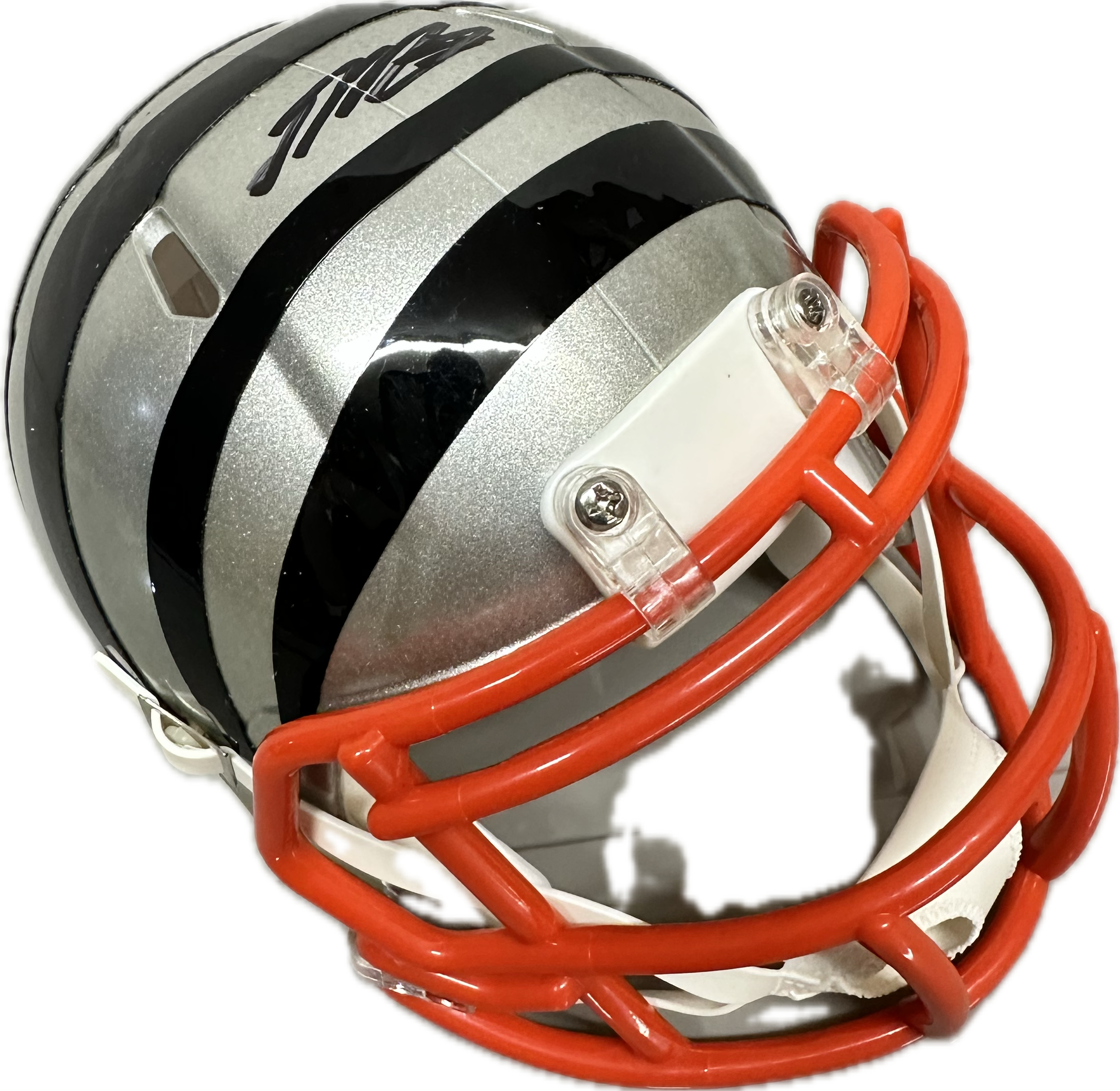 Joe Mixon Flash Cincinnati Grey Mini Football Helmet (PIA/JSA) Who Dey!!!
